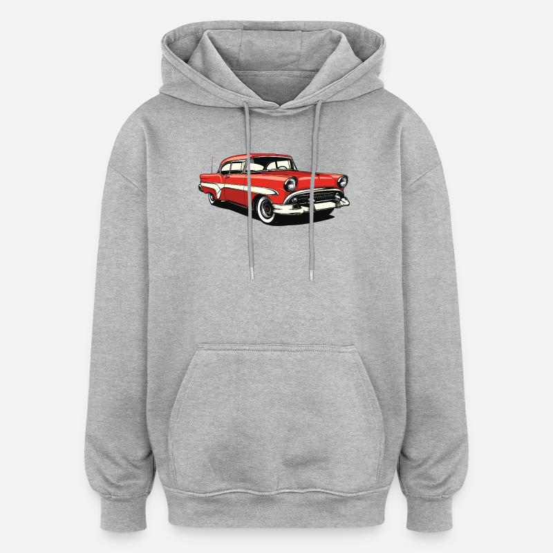 Impression de voiture américaine classique rétro - Sweat à capuche oversize unisexe - gris chiné