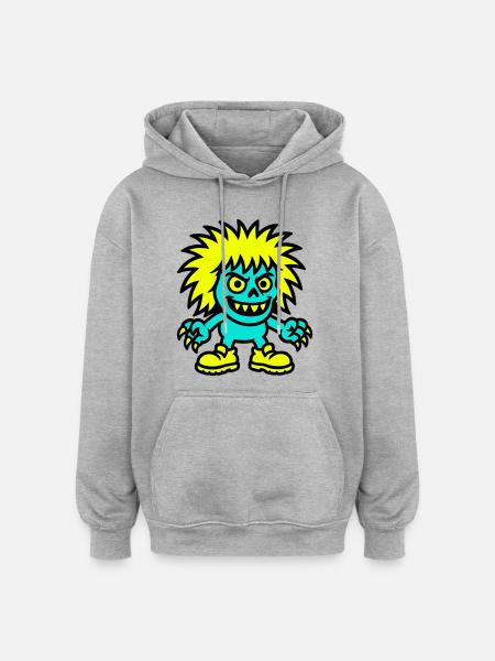Monster with yellow hair - Oversized Unisex Hoodie - heather grey
