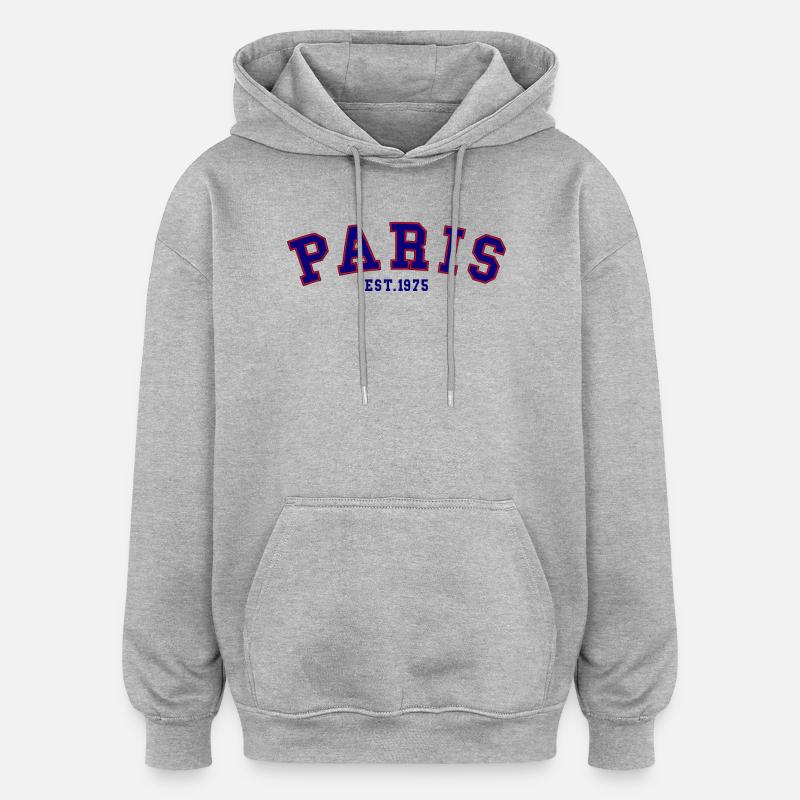PARIS_EST_1975 - Sweat à capuche oversize unisexe - gris chiné