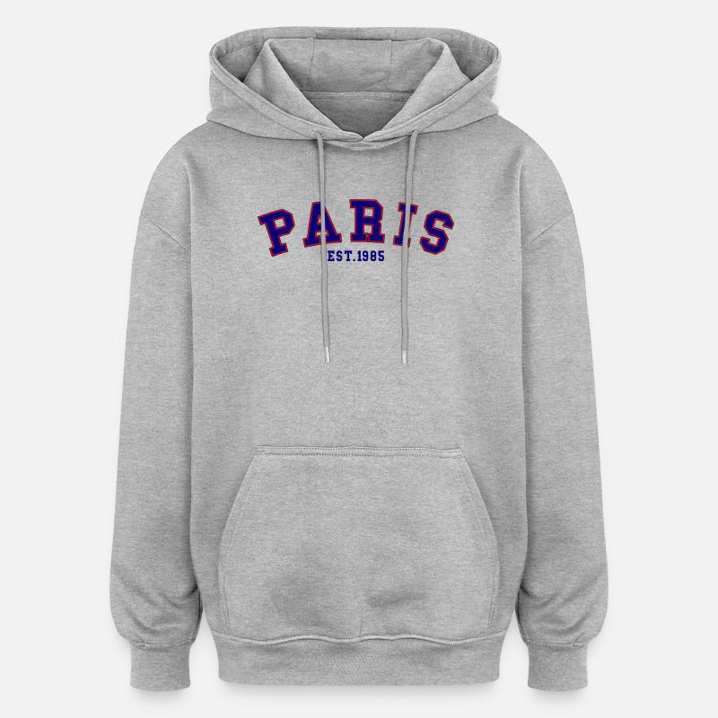 PARIS_EST_1985 - Sweat à capuche oversize unisexe - gris chiné