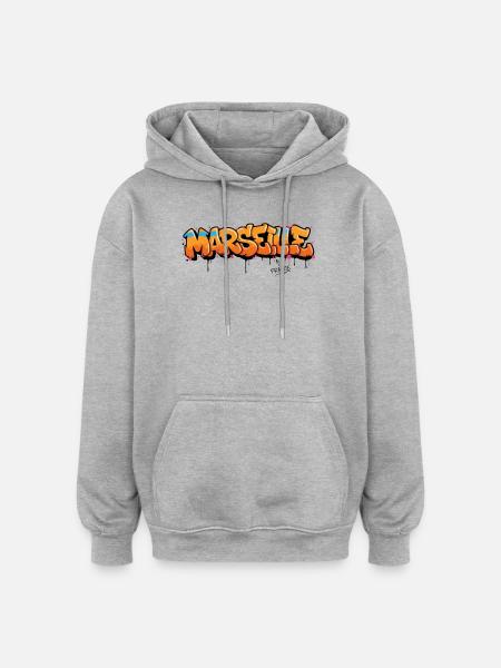 Graffiti Marseille lettering with splashes - Oversized Unisex Hoodie - heather grey