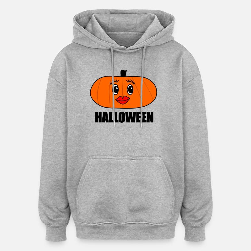HALLOWEEN. CITROUILLE. CITROUILLE HALLOWEEN - Sweat à capuche oversize unisexe - gris chiné