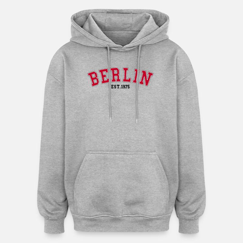 Berlin_Est_1975 - Sweat à capuche oversize unisexe - gris chiné