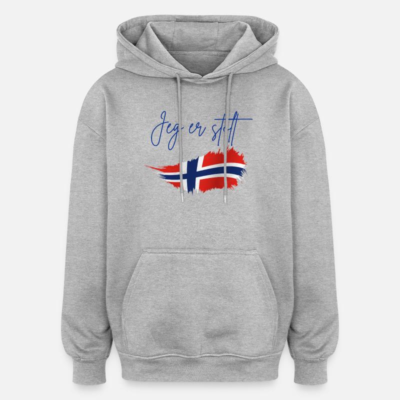 Norway  - Sweat à capuche oversize unisexe - gris chiné