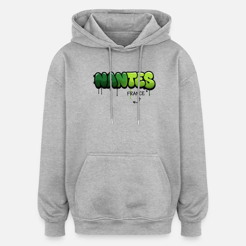 Nantes Graffiti Art Design - Sweat à capuche oversize unisexe - gris chiné