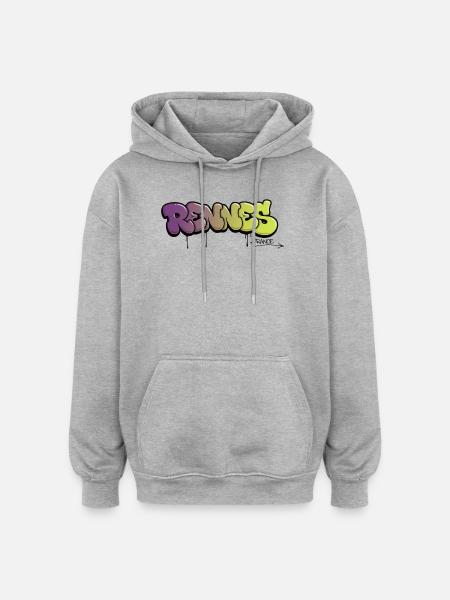 Rennes Graffiti Schriftzug mit Farbverlauf - Oversized Unisex Hoodie - Grau meliert