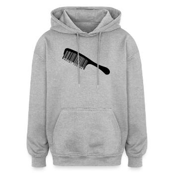 Illustration peigne avec code-barre - Sweat à capuche oversize unisexe - gris chiné - Devant - Noah (186cm)
