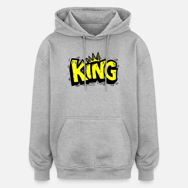 Lettrage King Graffiti - Sweat à capuche oversize unisexe - gris chiné