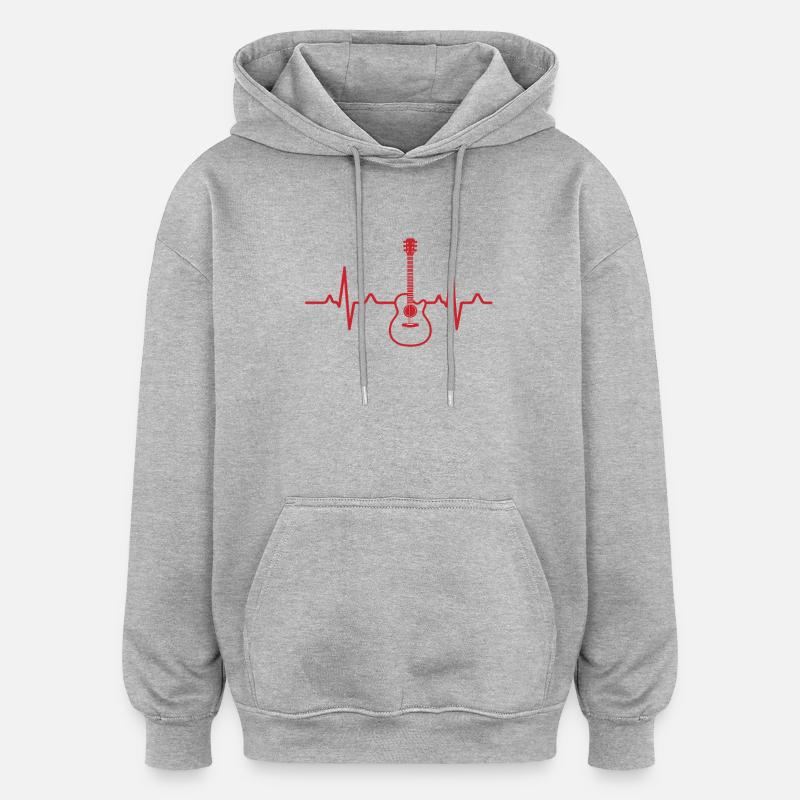 Conception musicale de battements de cœur - Sweat à capuche oversize unisexe - gris chiné