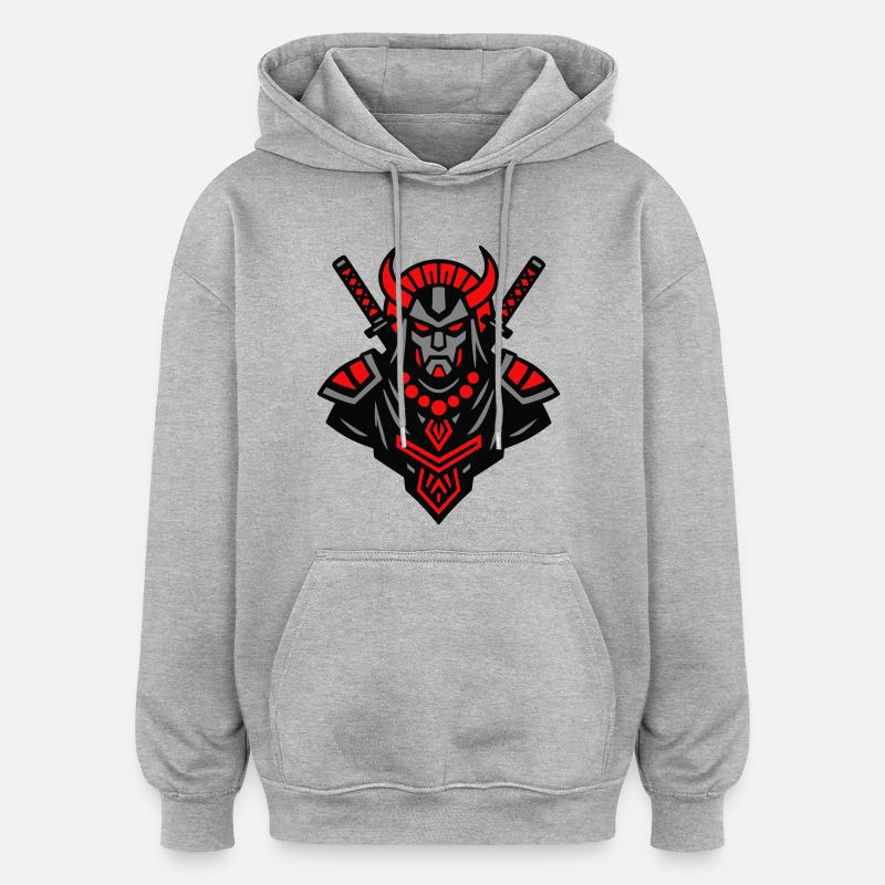 Samouraï Devil Warrior - Sweat à capuche oversize unisexe - gris chiné