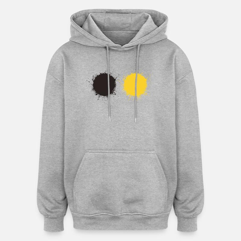 Noir et jaune - Sweat à capuche oversize unisexe - gris chiné