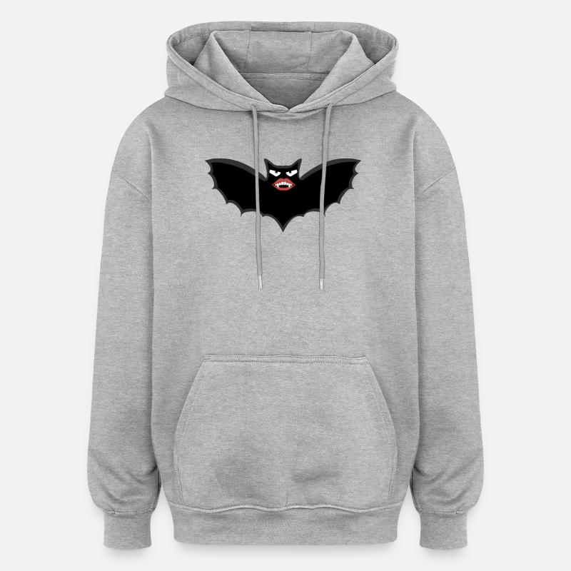 Gothic Vampire bat with huge lips - Oversized Unisex Hoodie - heather grey