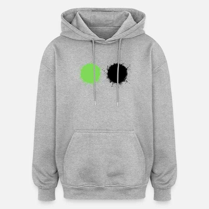 blanc vert - Sweat à capuche oversize unisexe - gris chiné