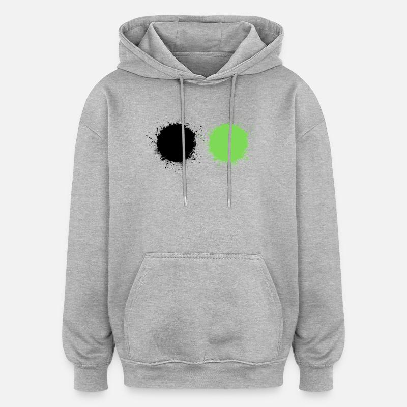 Noir et vert - Sweat à capuche oversize unisexe - gris chiné