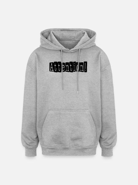 attention - Sweat à capuche oversize unisexe - gris chiné