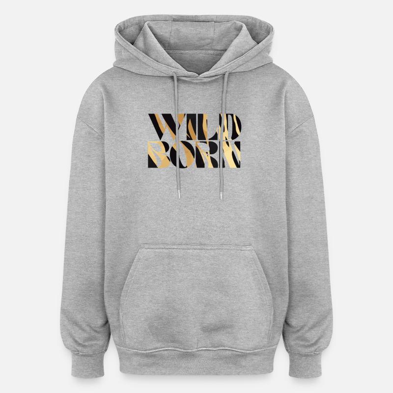 Conception d’imprimé animal sauvage audacieux - Sweat à capuche oversize unisexe - gris chiné