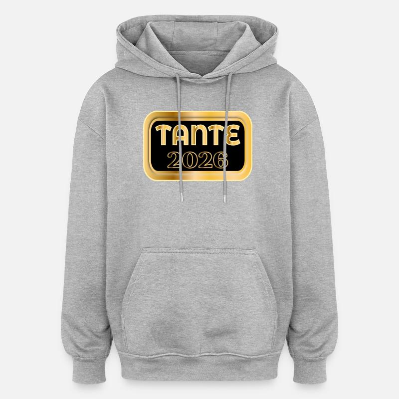 ANNONCE DU BÉBÉ D’AOÛT 2026 - Sweat à capuche oversize unisexe - gris chiné