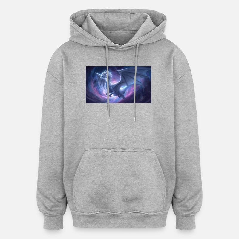 Blauäugiger weißer Drache - Oversized Unisex Hoodie - Grau meliert