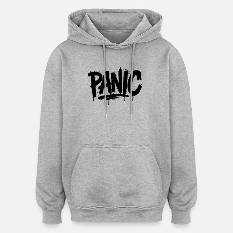 Police expressive graffiti « Panic » - Sweat à capuche oversize unisexe - gris chiné