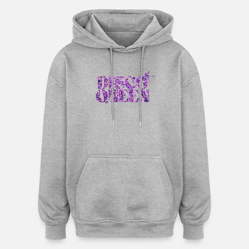 Disco Queen Glitter Motif - Sweat à capuche oversize unisexe - gris chiné