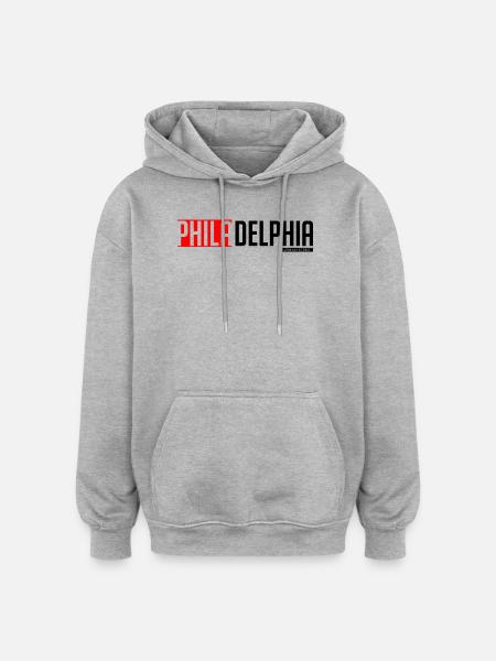 Buntes abstraktes Geometriemuster - Oversized Unisex Hoodie - Grau meliert