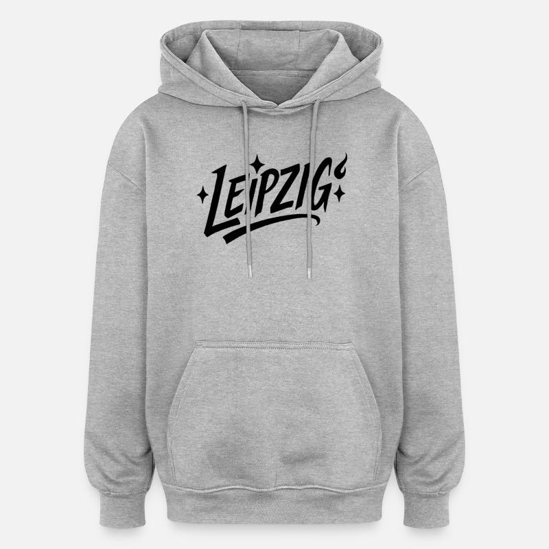 Lettrage étoile de Leipzig - Sweat à capuche oversize unisexe - gris chiné