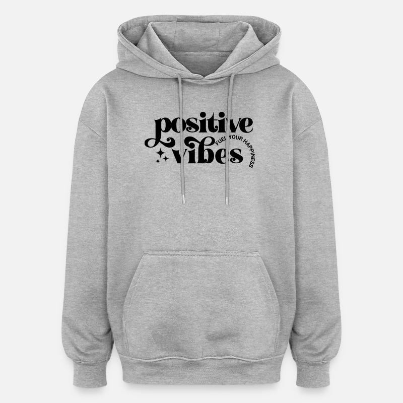 Les ondes positives alimentent le bonheur - Sweat à capuche oversize unisexe - gris chiné