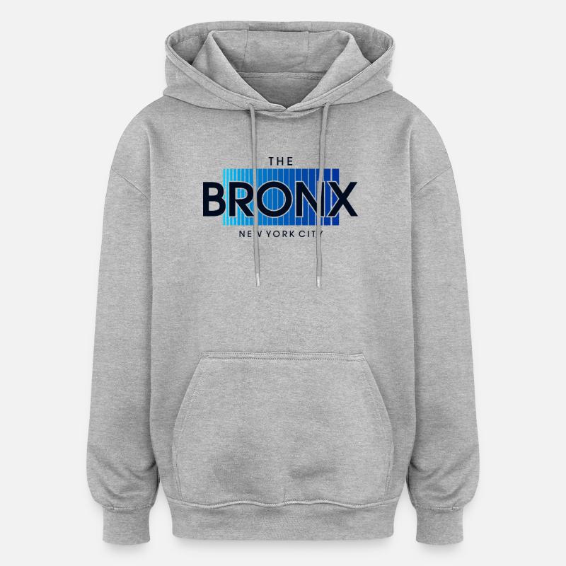 Dégradé de bleu Skyline du Bronx - Sweat à capuche oversize unisexe - gris chiné