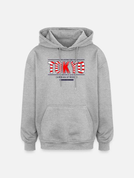 Tokyo City-style sunrise - Oversized Unisex Hoodie - heather grey