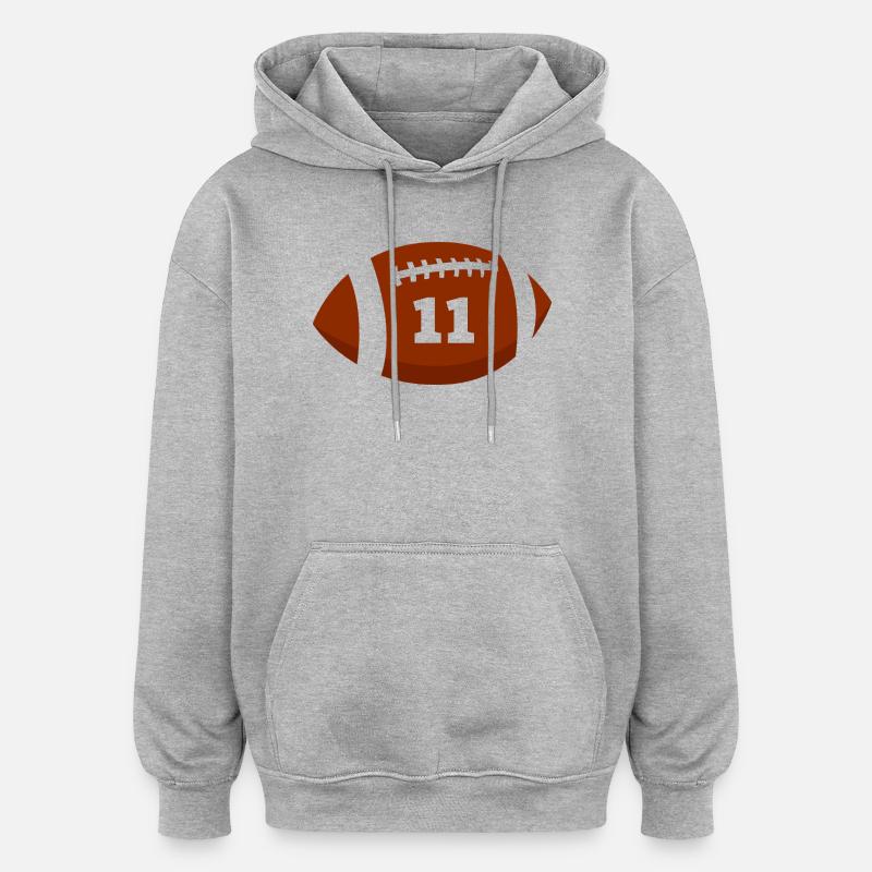Numéro 11 rugby - 11e anniversaire rugby - Sweat à capuche oversize unisexe - gris chiné