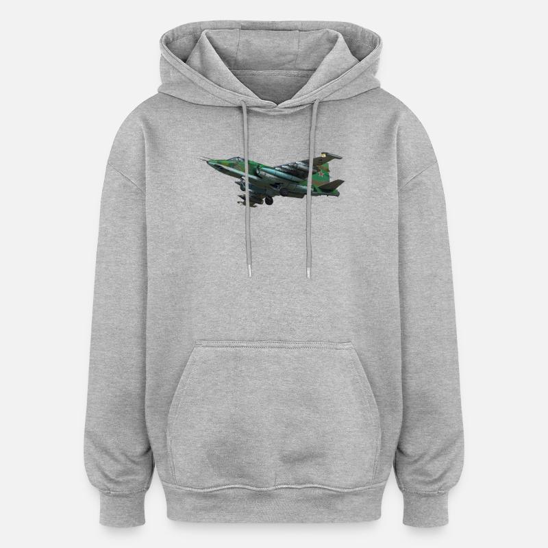 Le Su-25 - Sweat à capuche oversize unisexe - gris chiné