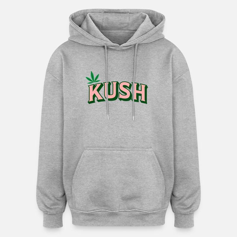 KUSH Rétro Feuille - Sweat à capuche oversize unisexe - gris chiné
