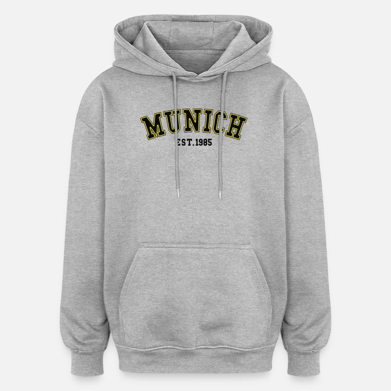 Munich_Est_1985 - Sweat à capuche oversize unisexe - gris chiné