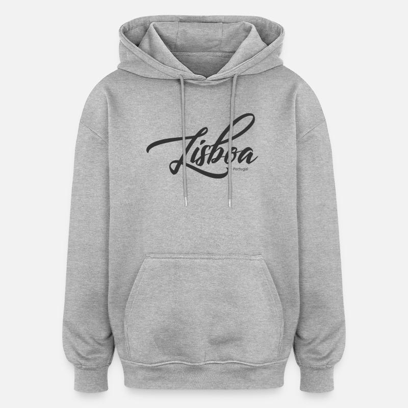 Lisboa Script Portugal - Sweat à capuche oversize unisexe - gris chiné