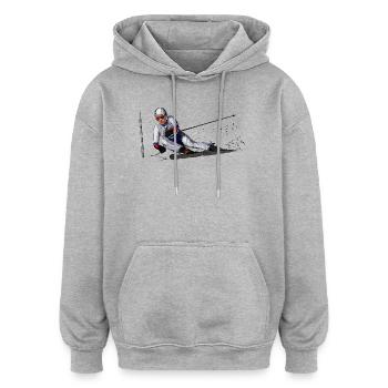 Skifahrer Action Illustration - Oversized Unisex Hoodie - Grau meliert - Vorne - Noah (186cm)