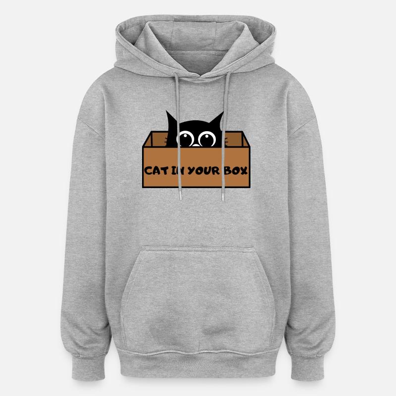 Chat en boîte Peekaboo - Sweat à capuche oversize unisexe - gris chiné