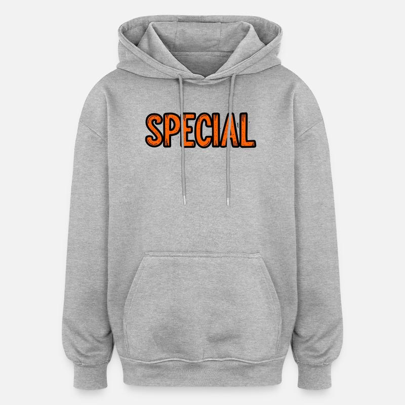 Schild mit Sonderangebot - Oversized Unisex Hoodie - Grau meliert
