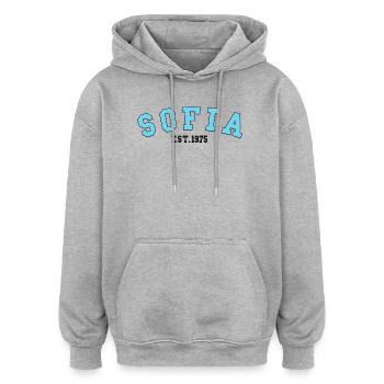 Sofia_Est_1975 - Oversized Unisex Hoodie - Grau meliert - Vorne - Noah (186cm)