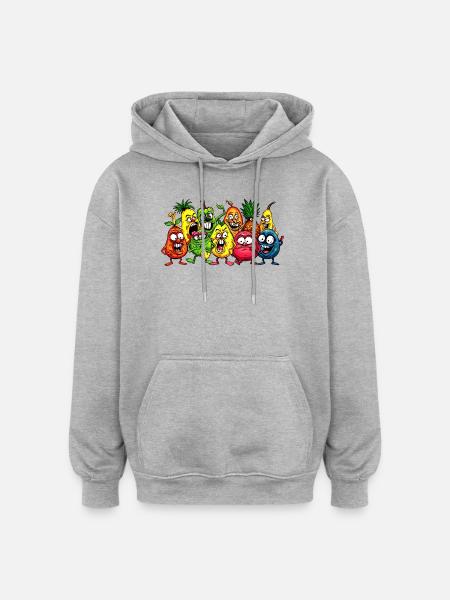 Fruits fous - Sweat à capuche oversize unisexe - gris chiné