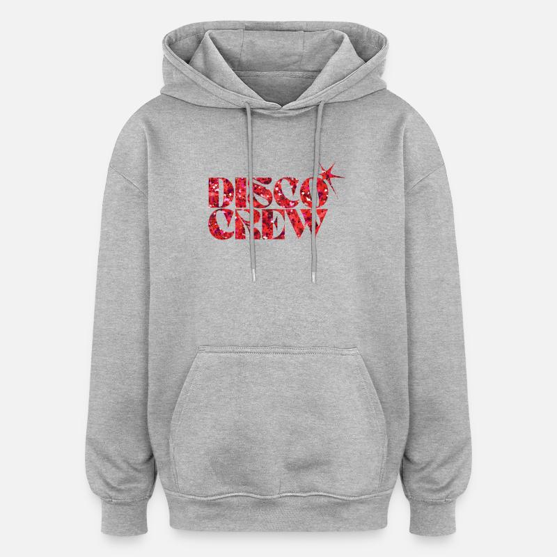 Disco Crew Roter Neon-Spritzer - Oversized Unisex Hoodie - Grau meliert