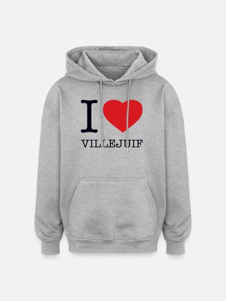 I love Villejuif - Oversized Unisex Hoodie - heather grey