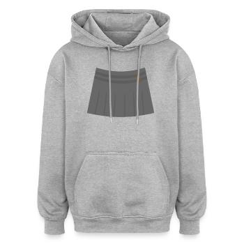 Grauer Faltenrock mit Schnallenakzenten - Oversized Unisex Hoodie - Grau meliert - Vorne - Noah (186cm)