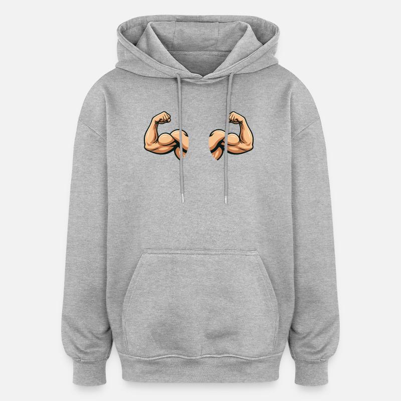 Conception musculaire à double manchon - Sweat à capuche oversize unisexe - gris chiné