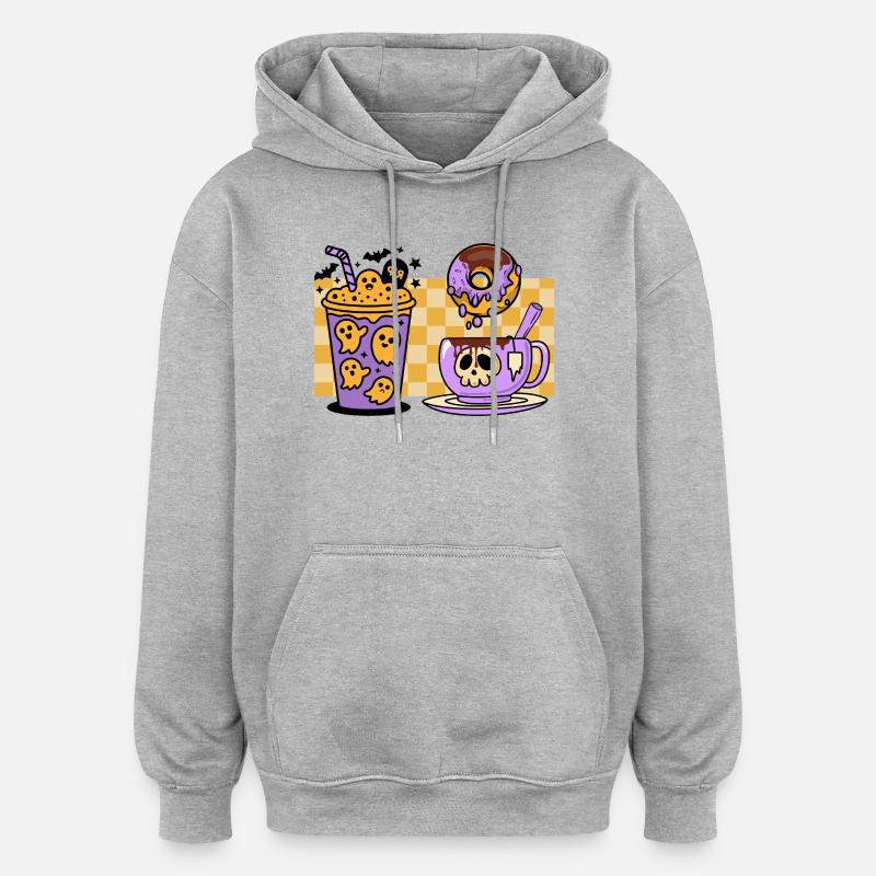 COFFEE_TIME - Sweat à capuche oversize unisexe - gris chiné