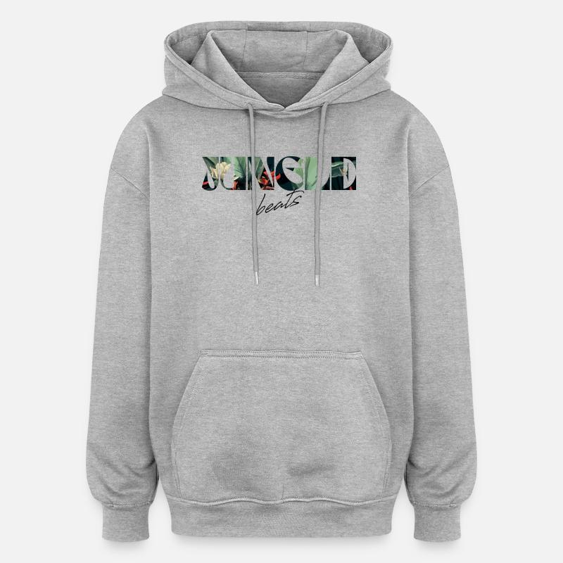 Jungle Beats Tropical Lettrage - Sweat à capuche oversize unisexe - gris chiné
