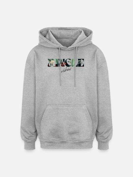 Jungle Vibes Botanical Lettering - Oversized Unisex Hoodie - heather grey