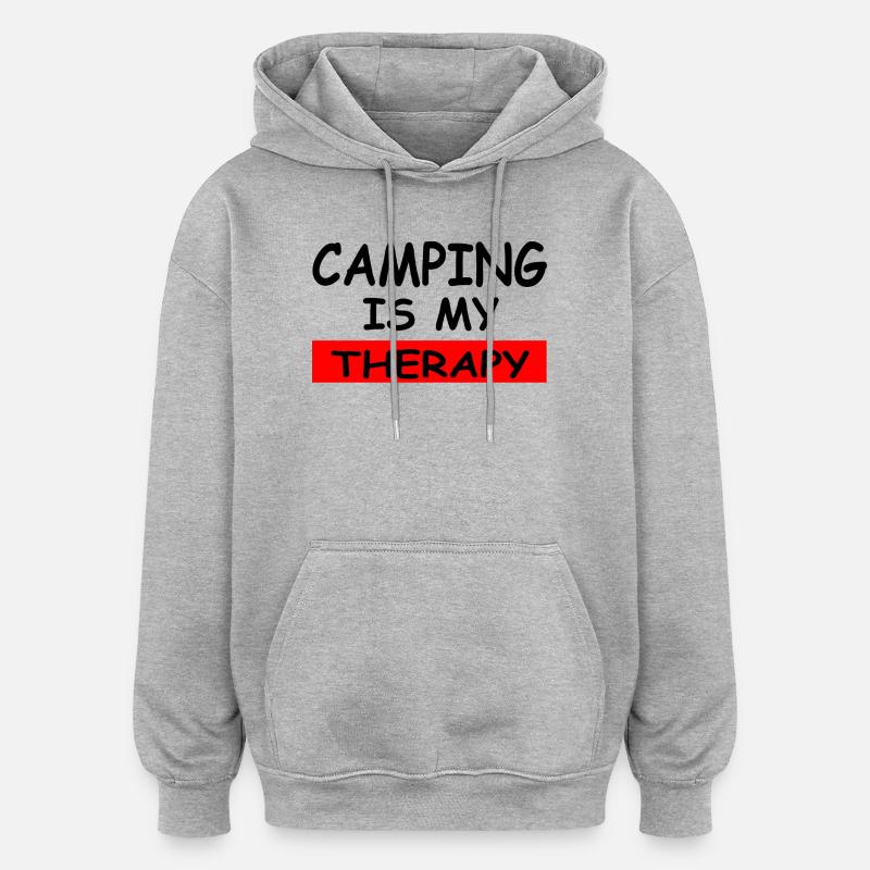 Camping - Sweat à capuche oversize unisexe - gris chiné