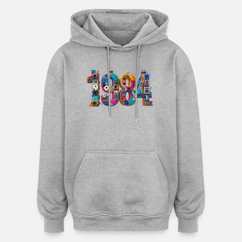 1984 – Abitur, Geburt oder Heirat  - Oversized Unisex Hoodie - Grau meliert