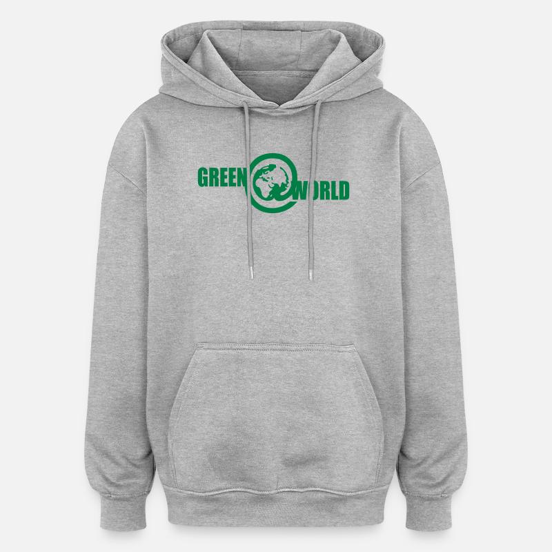 Vert @ Monde - Sweat à capuche oversize unisexe - gris chiné