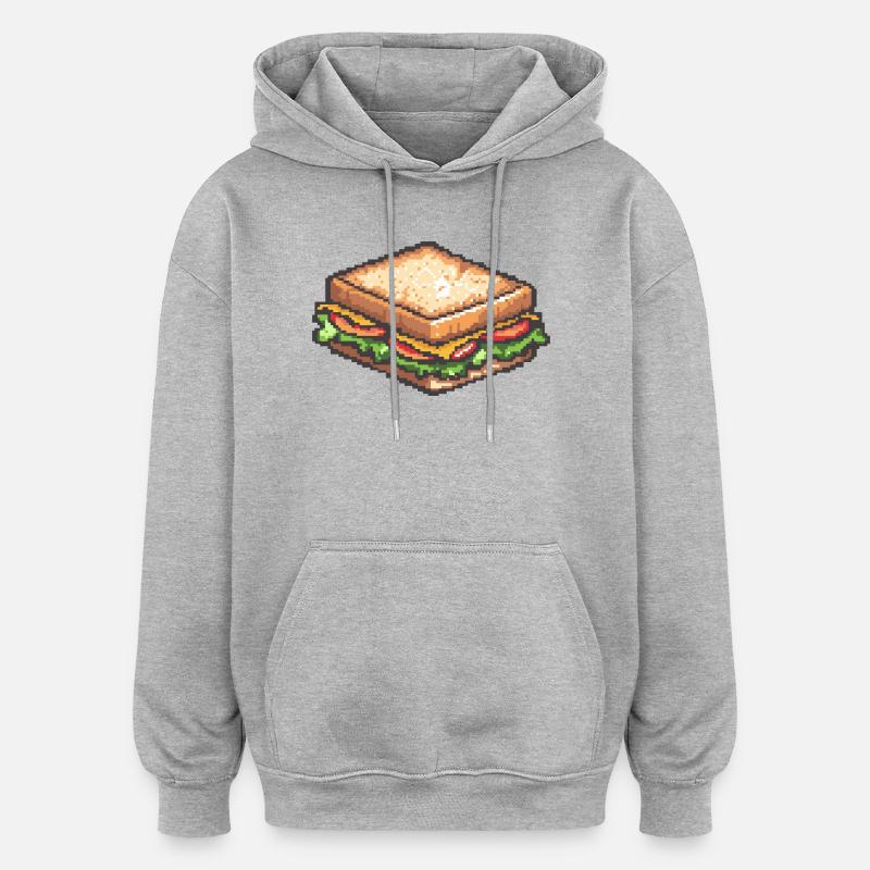 Sandwich Pixel Collation rétro - Sweat à capuche oversize unisexe - gris chiné
